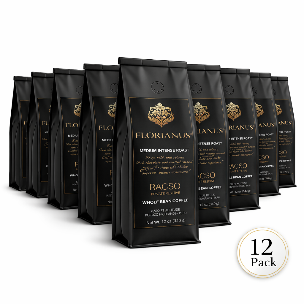 FLORIANUS COFFEE, MEDIUM INTENSE ROAST, WHOLE BEAN 12 Pack (12 oz / 340g each)