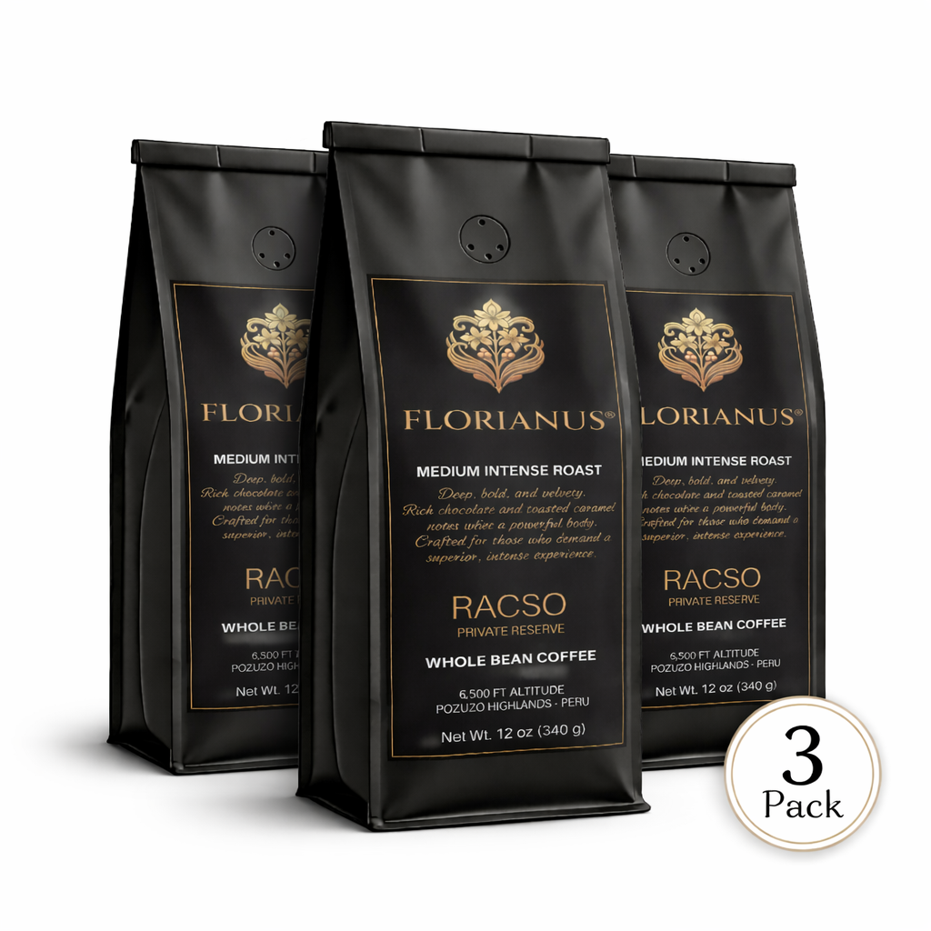 FLORIANUS COFFEE, MEDIUM INTENSE ROAST, WHOLE BEAN 3 Pack (12 oz / 340g each)
