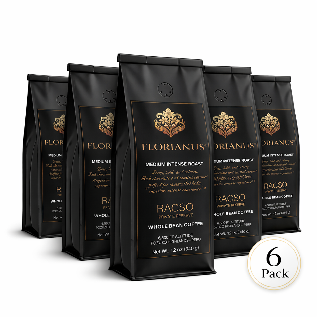 FLORIANUS COFFEE, MEDIUM INTENSE ROAST, WHOLE BEAN 6 Pack (12 oz / 340g each)