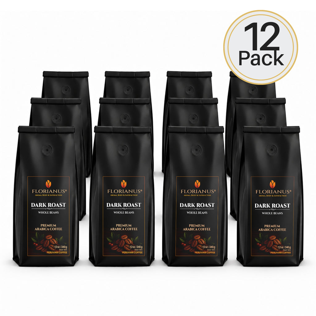 FLORIANUS Coffee — Dark Roast Whole Bean 12oz / 340g — 12-Pack · Free Shipping