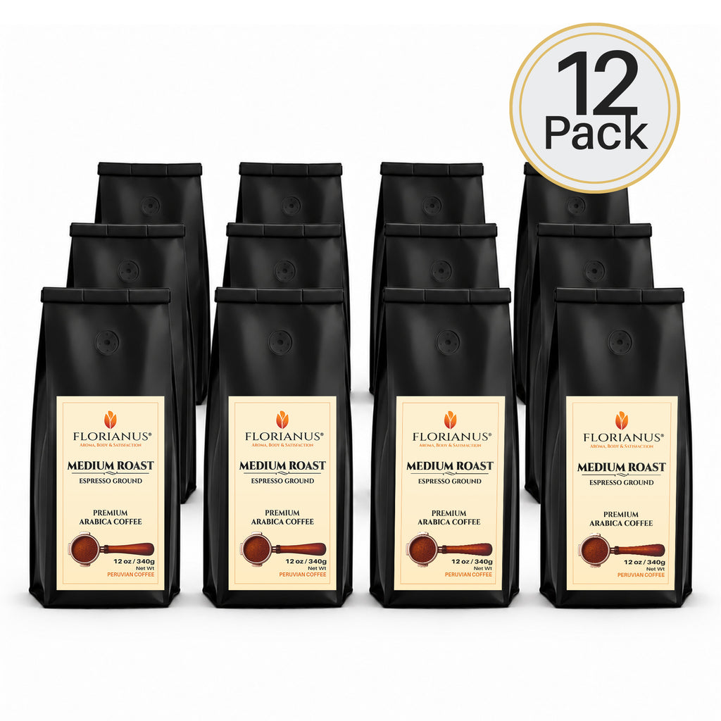 FLORIANUS Coffee — Medium Roast Espresso Grind 12oz / 340g — 12-Pack · Free Shipping