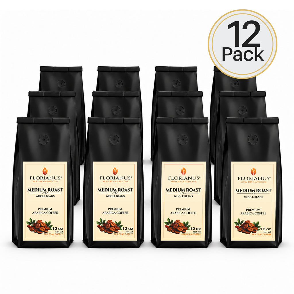 FLORIANUS Coffee — Medium Roast Whole Bean 12oz / 340g — 12-Pack · Free Shipping