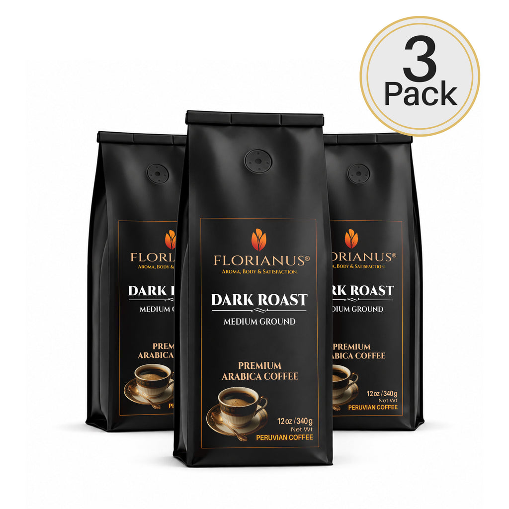 FLORIANUS Coffee — Dark Roast Medium Ground 12oz / 340g — 3-Pack · Free Shipping