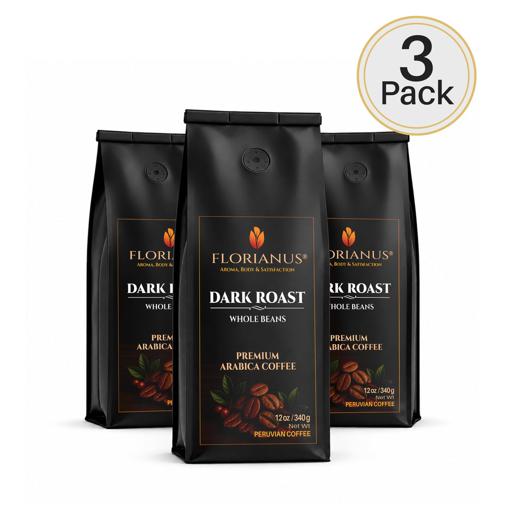 FLORIANUS Coffee — Dark Roast Whole Bean 12oz / 340g — 3-Pack · Free Shipping