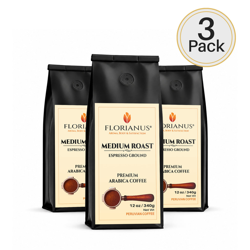 FLORIANUS Coffee — Medium Roast Espresso Grind 12oz / 340g — 3-Pack · Free Shipping