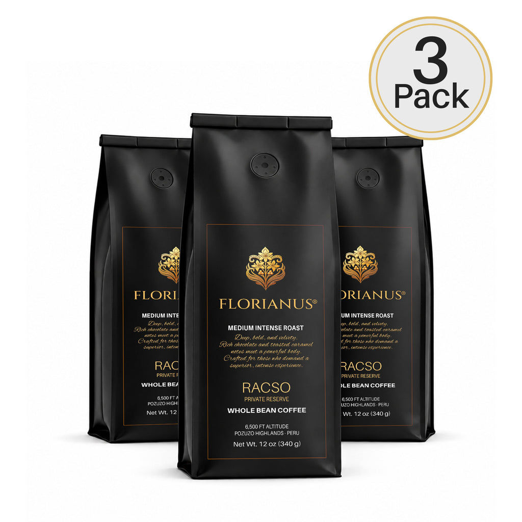 FLORIANUS RACSO — Medium Intense Roast Whole Bean 12oz / 340g — 3-Pack · Free Shipping