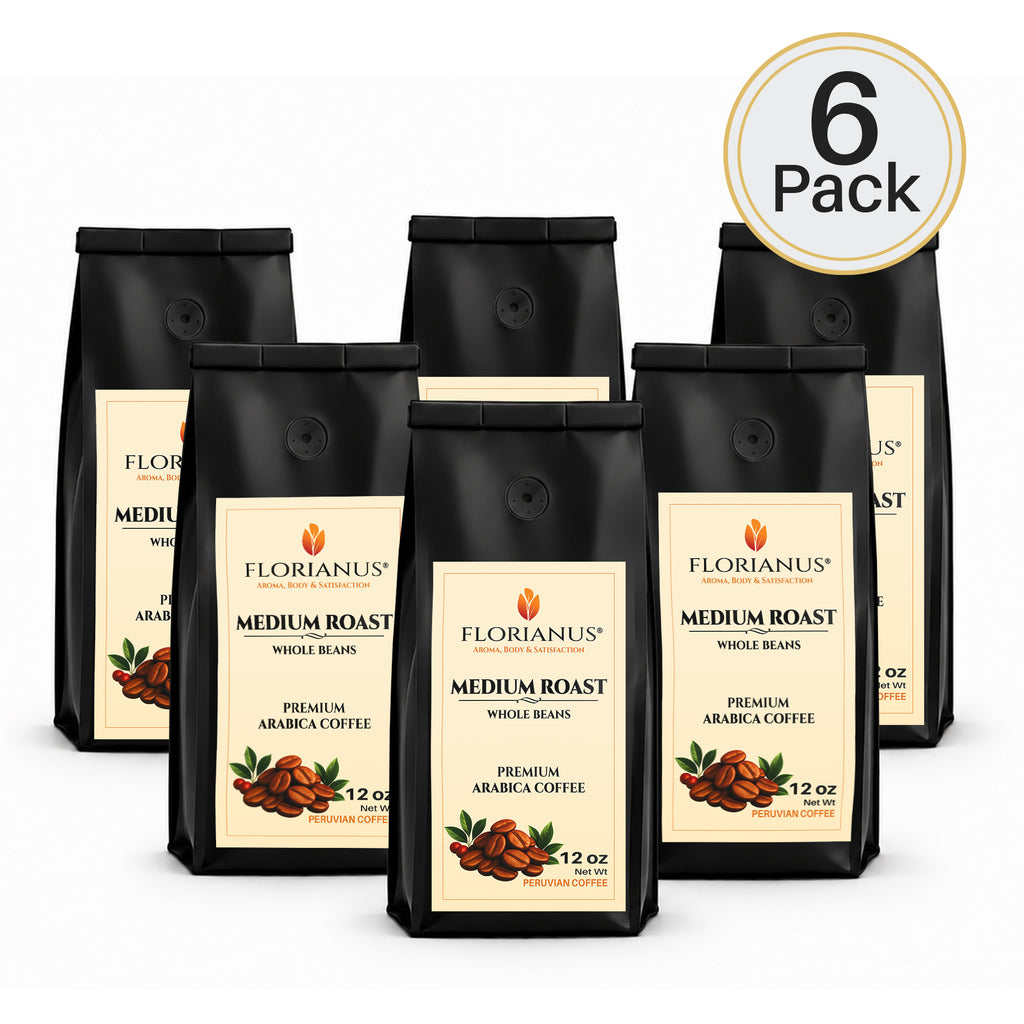 FLORIANUS Coffee — Medium Roast Whole Bean 12oz / 340g — 6-Pack · Free Shipping