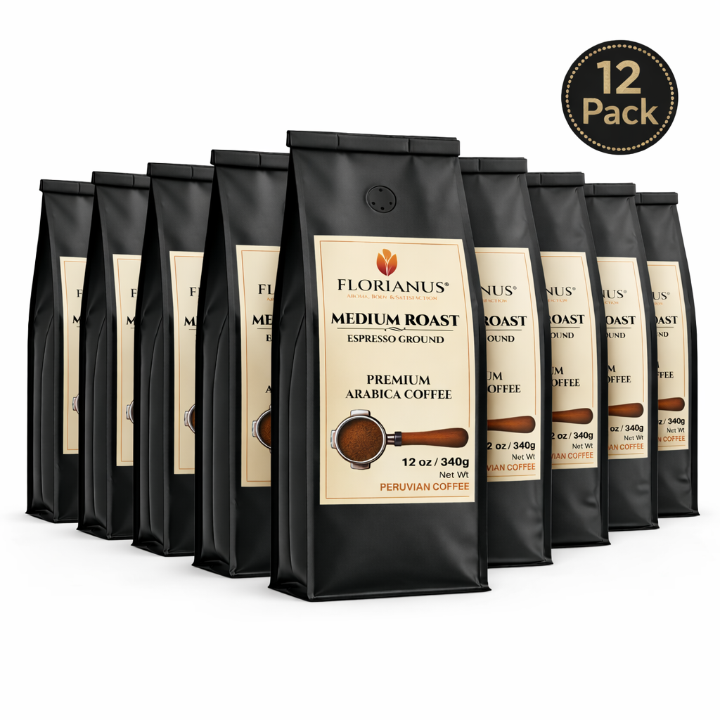 FLORIANUS COFFEE, MEDIUM ROAST, ESPRESSO GROUND 12 Pack (12 oz / 340g each)