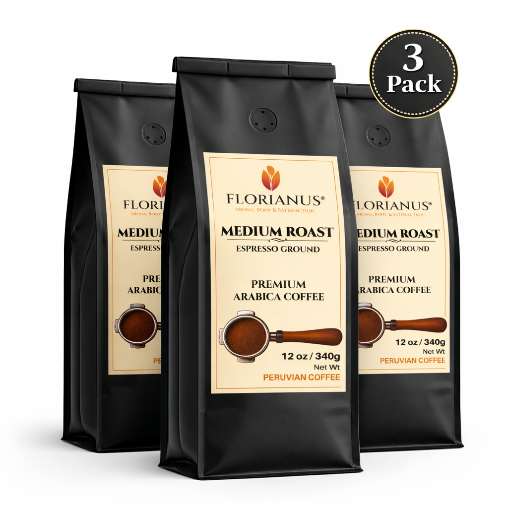 FLORIANUS COFFEE, MEDIUM ROAST, ESPRESSO GROUND 3 Pack (12 oz / 340g each)