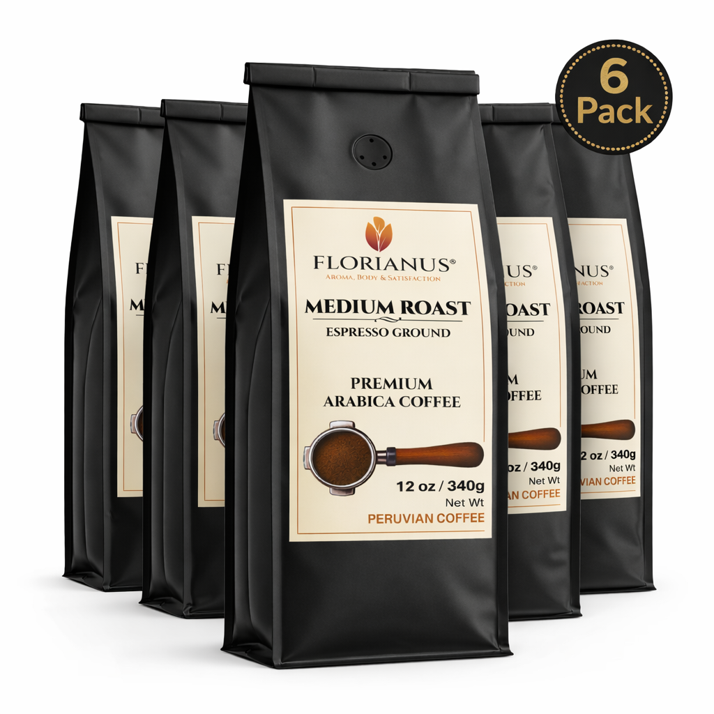 FLORIANUS COFFEE, MEDIUM ROAST, ESPRESSO GROUND 6 Pack (12 oz / 340g each)