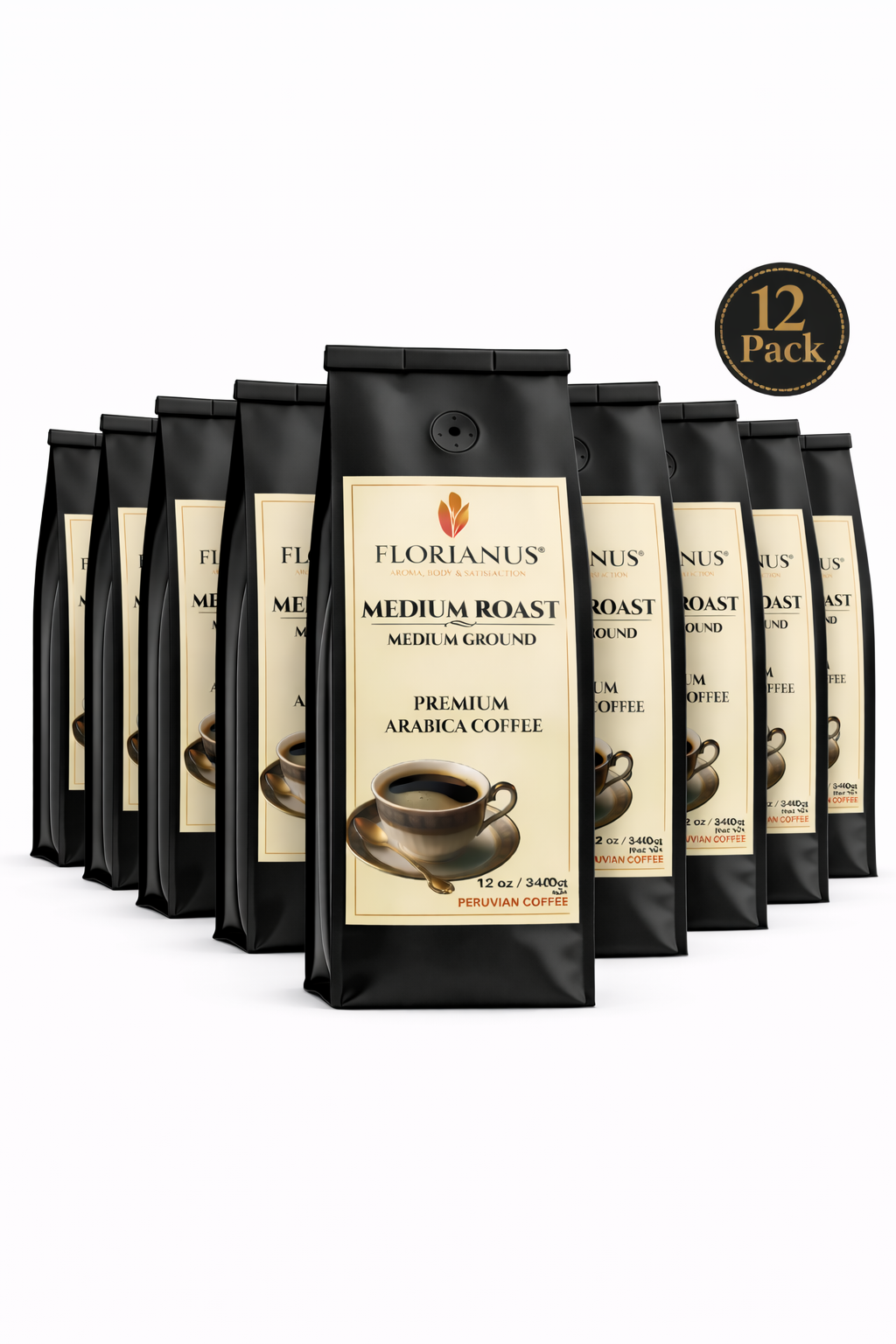 FLORIANUS COFFEE, MEDIUM ROAST, MEDIUM GROUND 12 Pack (12 oz / 340g each)