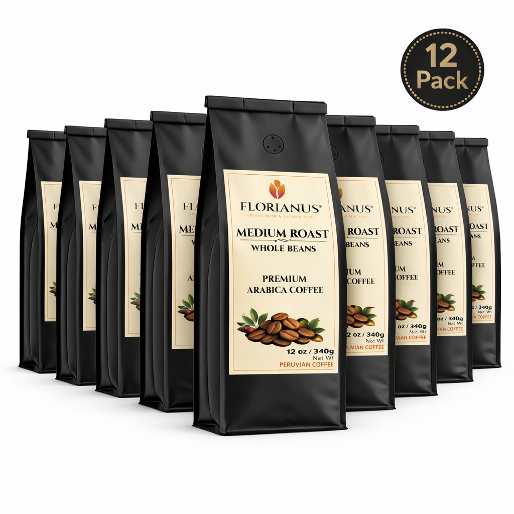 FLORIANUS COFFEE, MEDIUM ROAST, WHOLE BEAN 12 Pack (12 oz / 340g each)