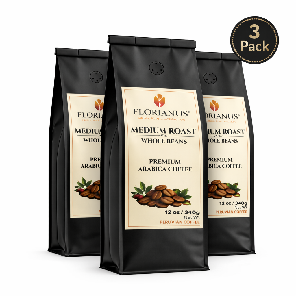 FLORIANUS COFFEE, MEDIUM ROAST, WHOLE BEAN 3 Pack (12 oz / 340g each)