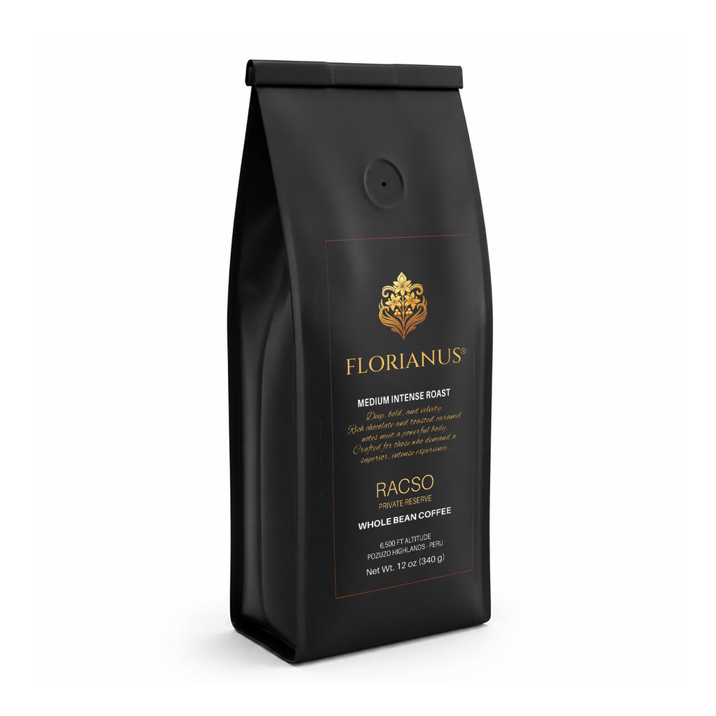 FLORIANUS RACSO — Medium Intense Roast Whole Bean 12oz / 340g — 6-Pack · Free Shipping