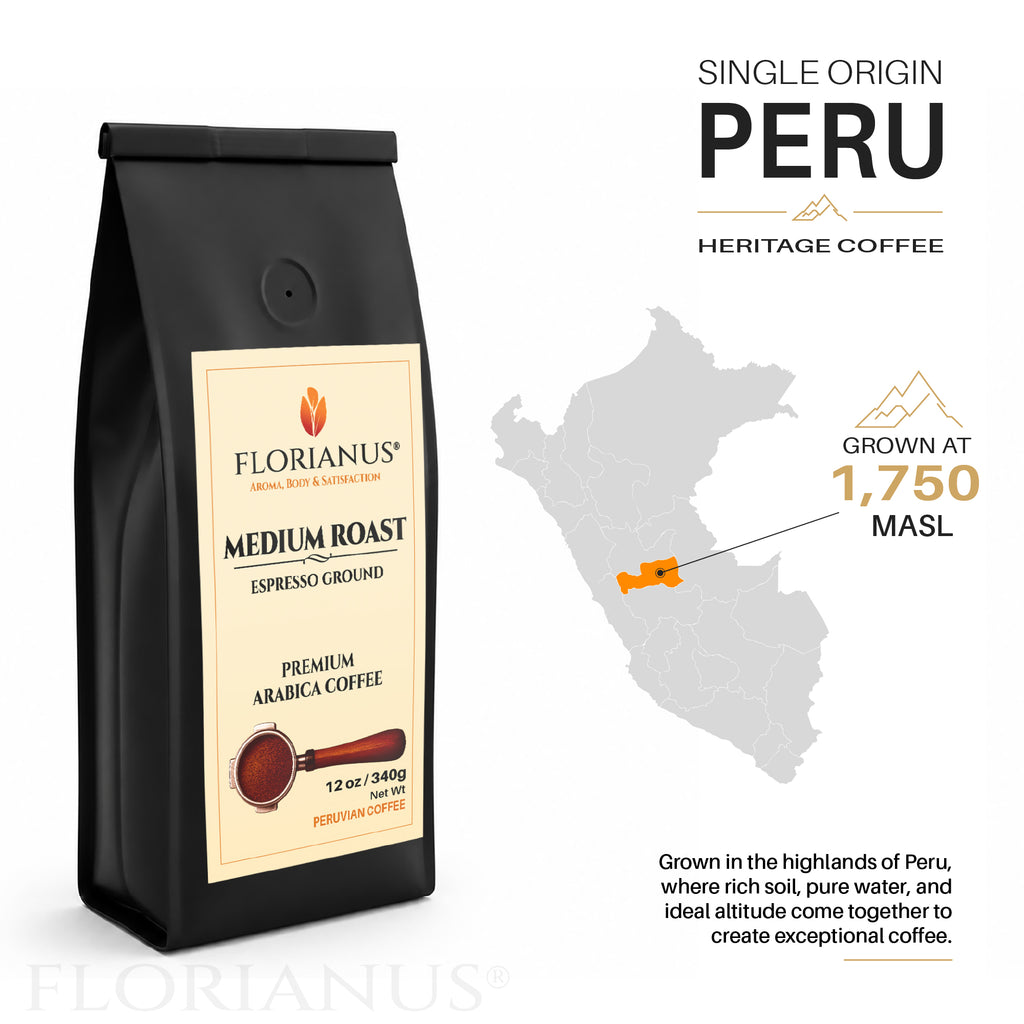 FLORIANUS Coffee — Medium Roast Espresso Ground  — MASTERBOX 36 Bags (12 oz / 340g each)