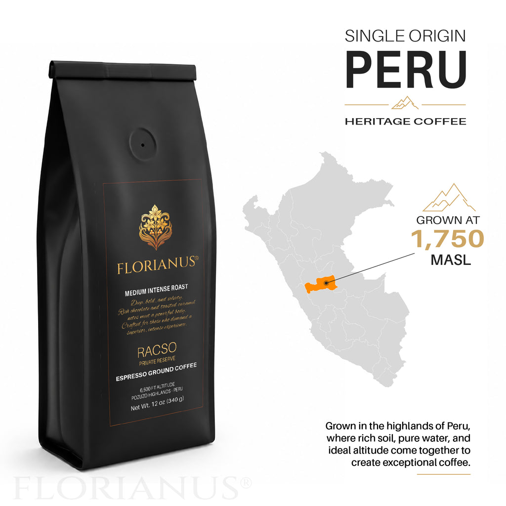 FLORIANUS RACSO — Medium Intense Roast Espresso Ground —  12oz / 340g