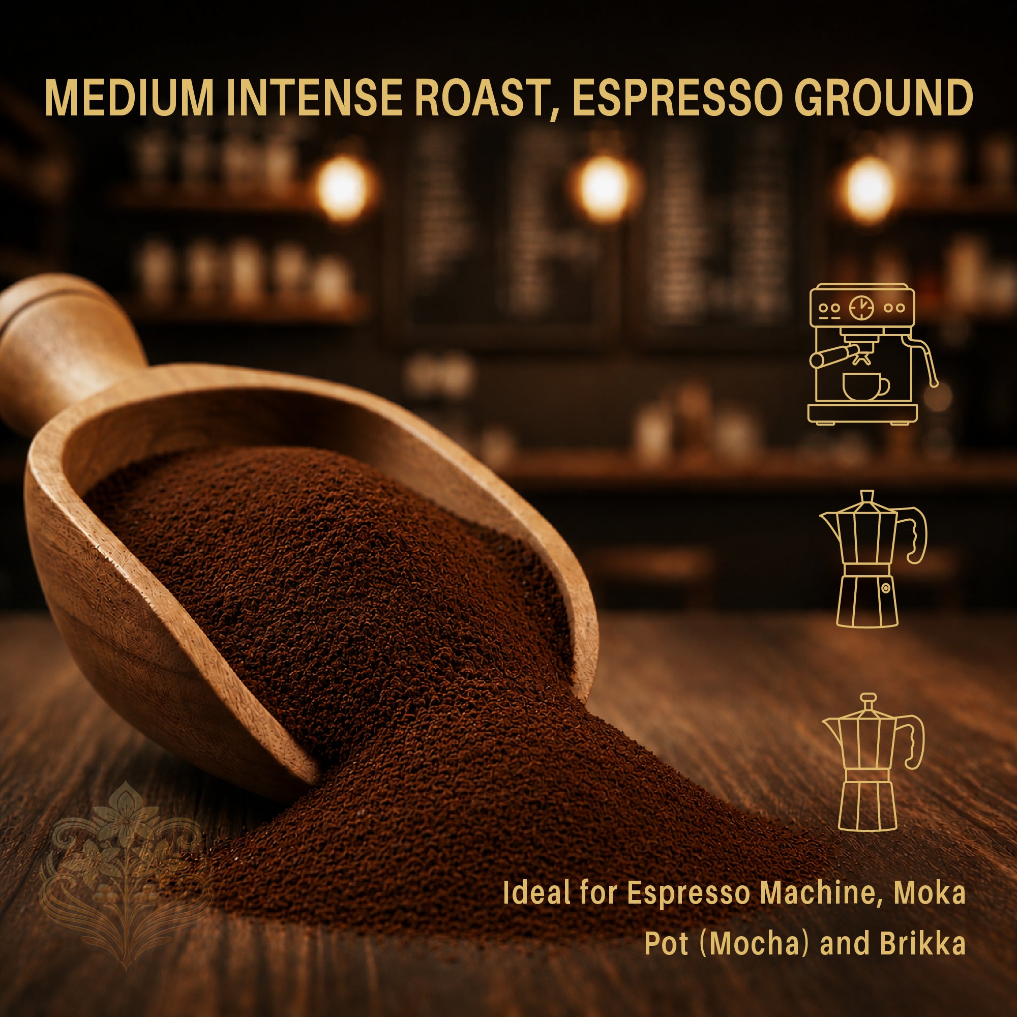 FLORIANUS RACSO — Medium Intense Roast Espresso Ground —  12oz / 340g
