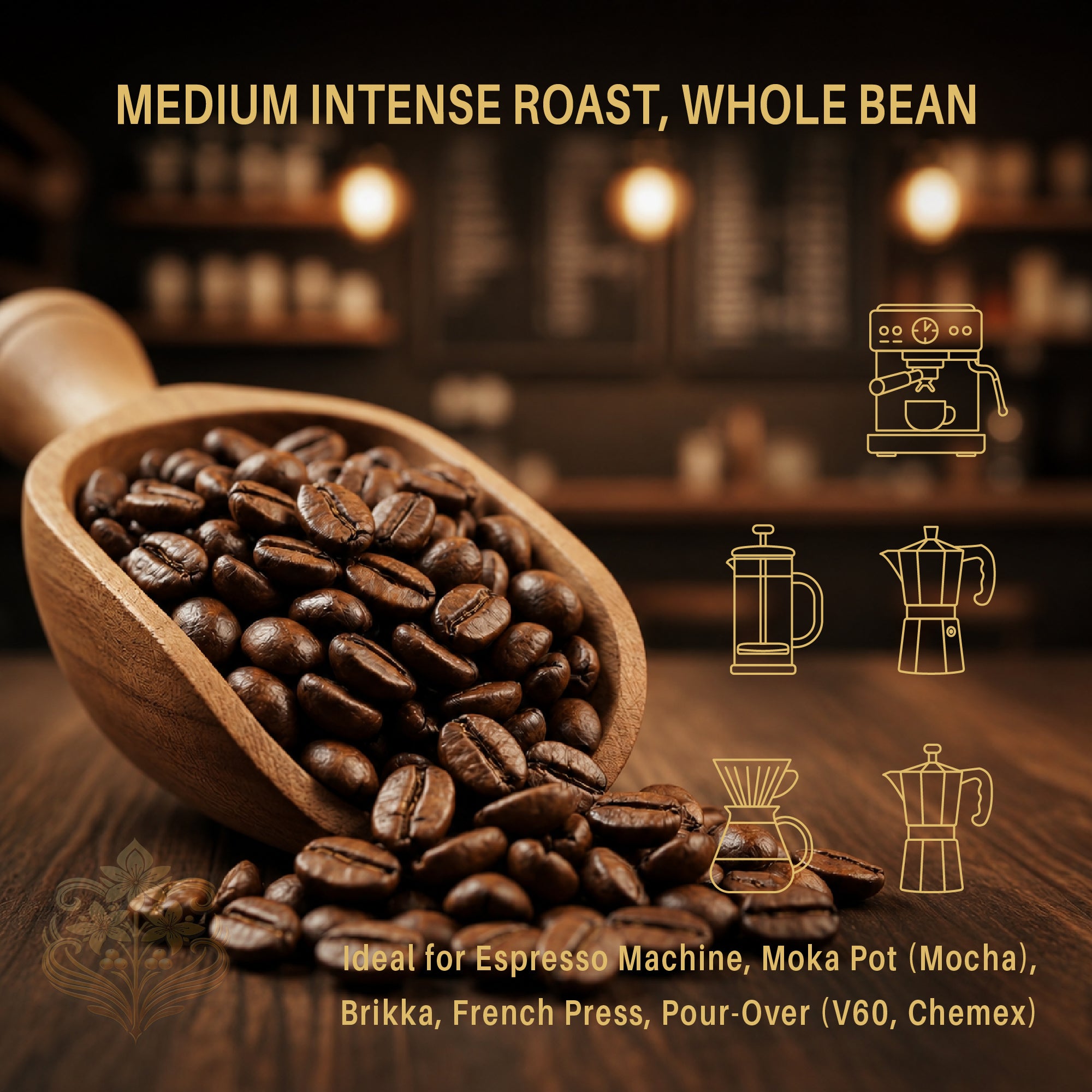 FLORIANUS RACSO — Medium Intense Roast Whole Bean — MASTERBOX 36 Bags (12 oz / 340g each)