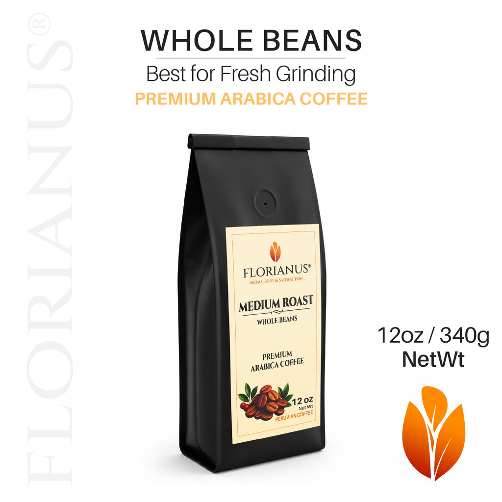 FLORIANUS Coffee — Medium Roast Whole Bean 12oz / 340g — 12-Pack · Free Shipping